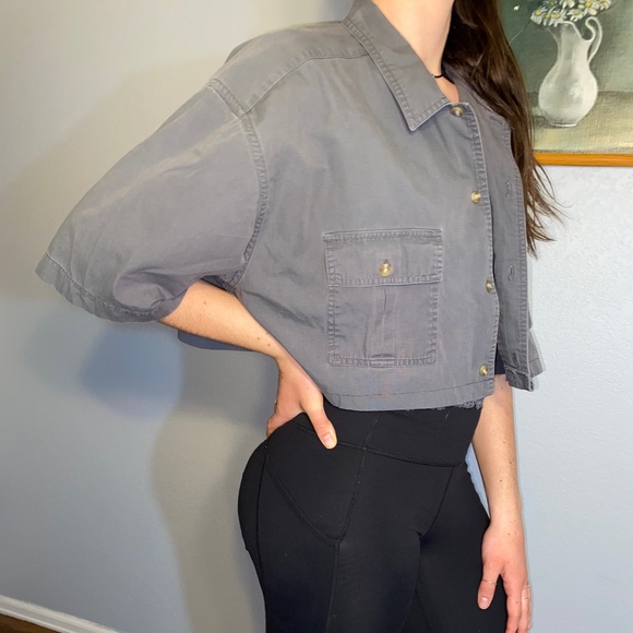 Cropped Grey Eddie Bauer Button Up - Picture 2 of 7